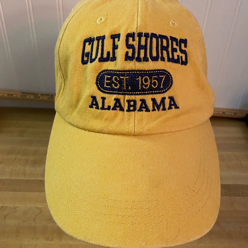 Preowned Men’s “ Gulf Shores Alabama” Hat/Cap. Adjustable. Yellow/ Black